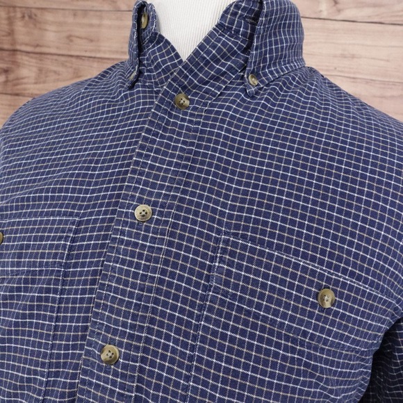ROUNDTREE & YORKE OXFORD BLUE CHECK BUTTON DOWN SHIRT MENS SZ M MEDIUM - Picture 2 of 7